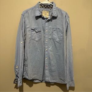 Guess Shirt Mens Large Western Button Up Distressed Vintage Long Sleeve Blue